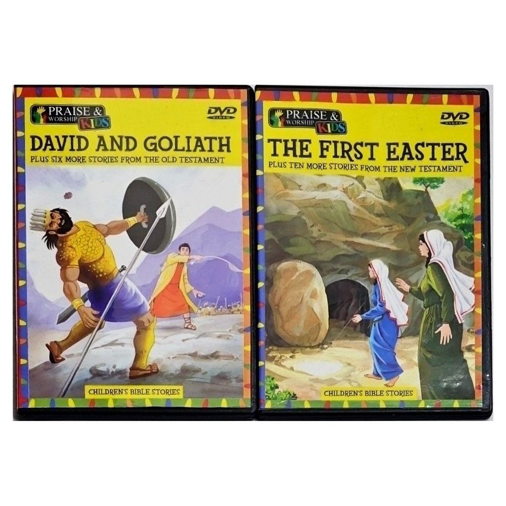 Set of 2 Praise & Worship Kids Children Bible Stories DVD David First Easter EUC